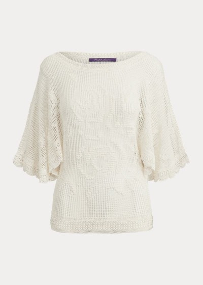 Tops Ralph Lauren Mujer Creme - Crocheted Floral Bateau - NBZHF1653